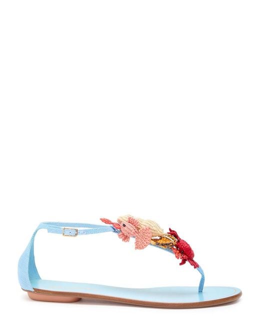 Aquazzura Multicolor Marea Appliquéd Canvas Sandals