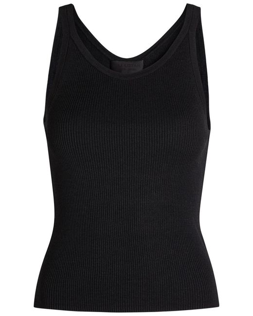 Nili Lotan Black Selah Ribbed Silk Tank