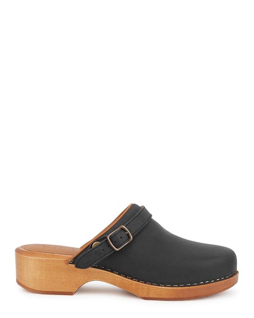 RE/DONE Black Leather Clogs | Lyst