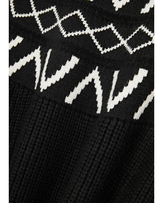 Varley Black Marcie Fair-isle Ribbed-knit Jumper