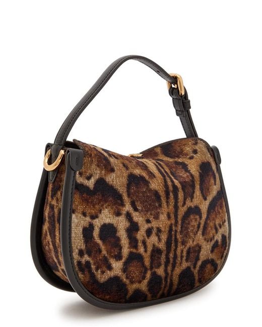 Etro Brown Leopard Velvet And Leather Cross-Body Bag