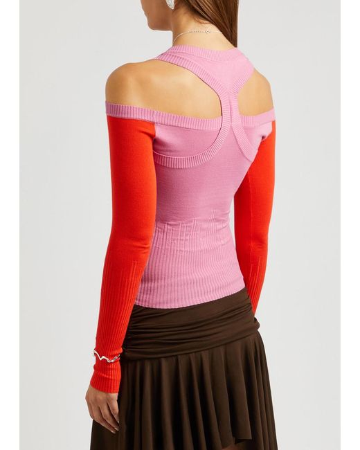 GIMAGUAS Pink Latte Cut-out Knitted Jumper