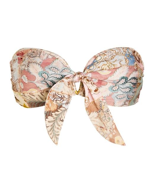 Zimmermann Pink Daylight Printed Strapless Bikini Top