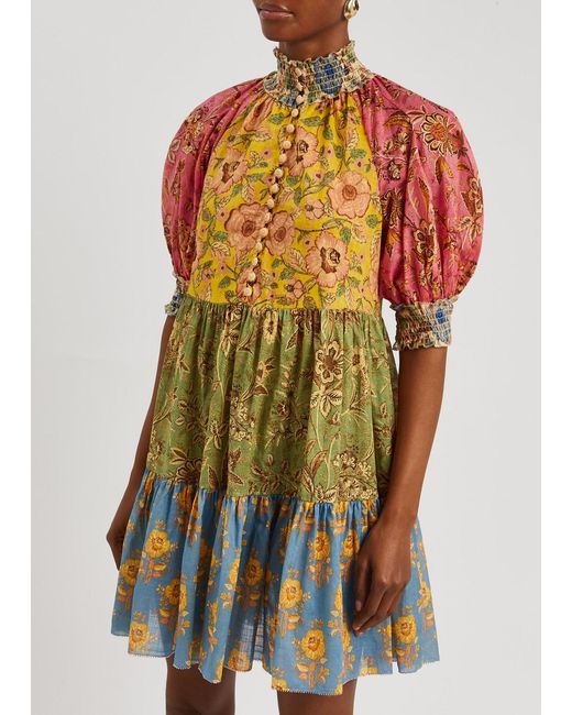 Zimmermann Multicolor Junie Floral-print Cotton Mini Dress