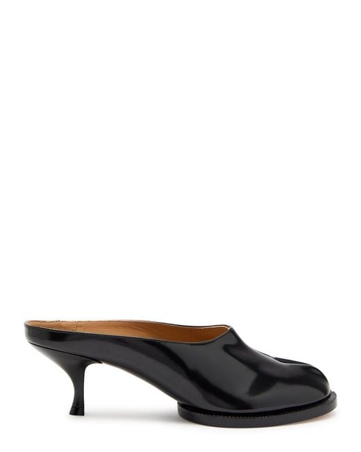 Maison Margiela Black Tabi City 55 Glossed Leather Mules
