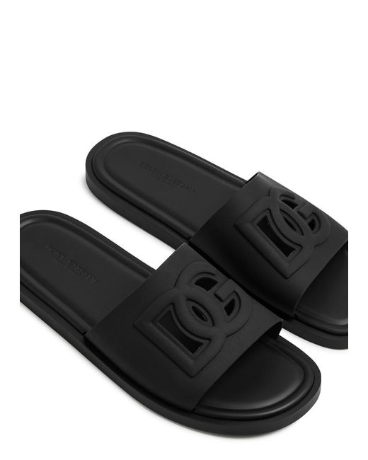 Dolce & Gabbana Black Logo Rubber Sliders for men