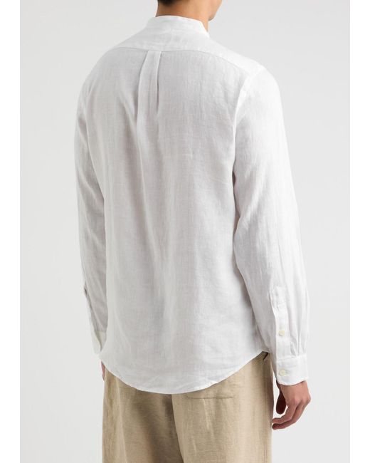 Polo Ralph Lauren White Logo-Embroidered Linen Shirt for men