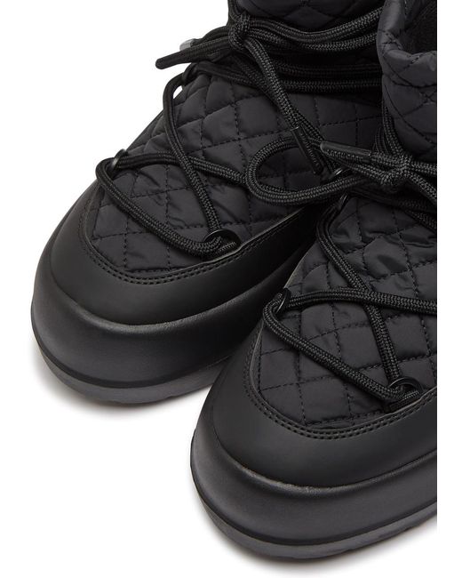 Moon Boot Black Mezzaluna Quilted Nylon Snow Boots