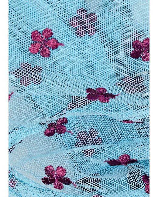 Dora Larsen Blue Maudie Embroidered Tulle Underwired Bra