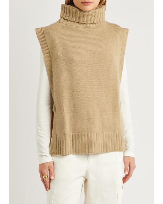 Vince Natural Roll-neck Wool-blend Poncho