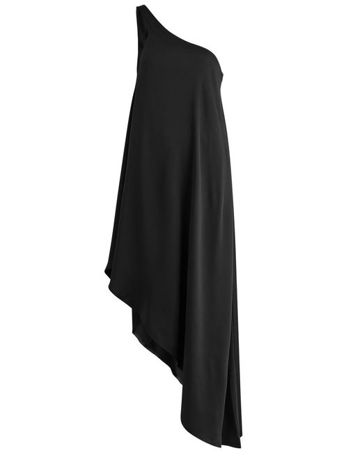 Norma Kamali Black One-Shoulder Asymmetric Satin Dress