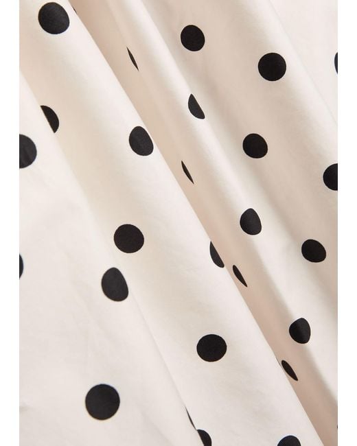 Self-Portrait White Polka Dot Cotton-Poplin Midi Dress