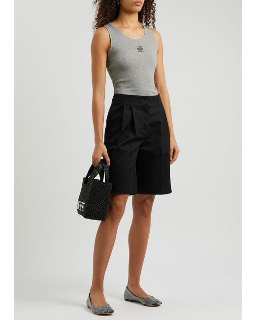 Loewe Gray Logo-Embroidered Stretch-Cotton Tank