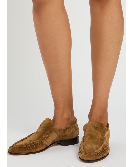 The Row Brown Soft Suede Loafers