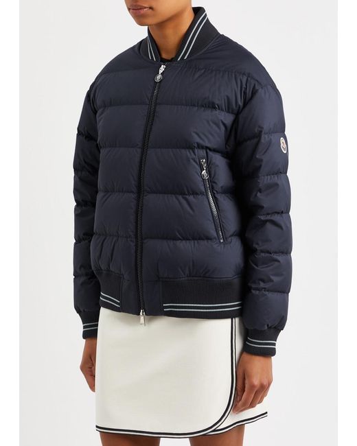 Moncler Blue Argo Quilted Shell Bomber Jacket