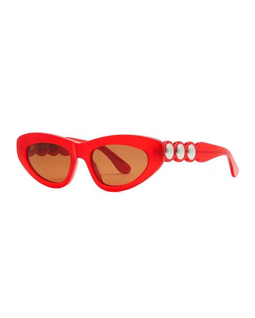 Alaïa Red Alaïa Oval-frame Sunglasses