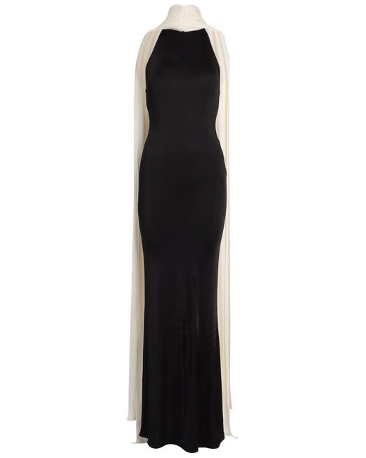The New Arrivals Ilkyaz Ozel Black Leia Scarf-Effect Stretch-Jersey Maxi Dress