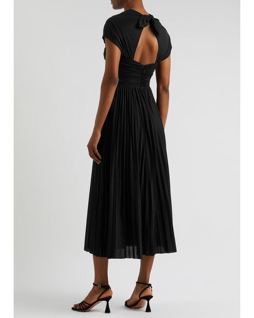 Rebecca Vallance Black Madison Pleated Jersey Midi Dress