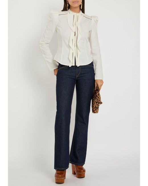 Isabel Marant White Calina Picot Lace Cotton Blouse