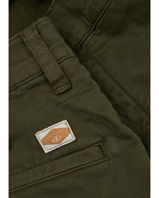 Nudie Jeans Green Alvin Slim-Leg Stretch-Cotton Chinos for men