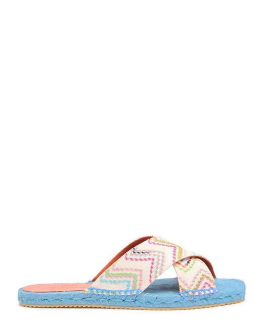 Missoni Blue Harlow Zigzag Lamé Espadrille Sliders