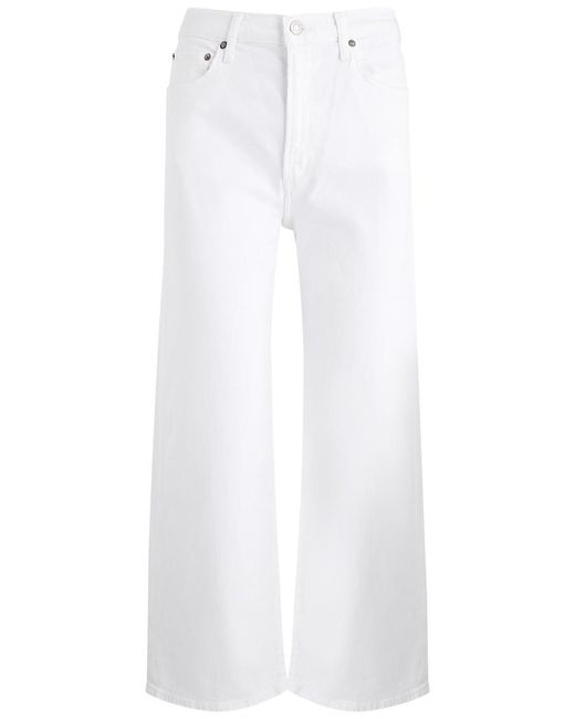 Agolde White Harper Crop Straight-Leg Jeans
