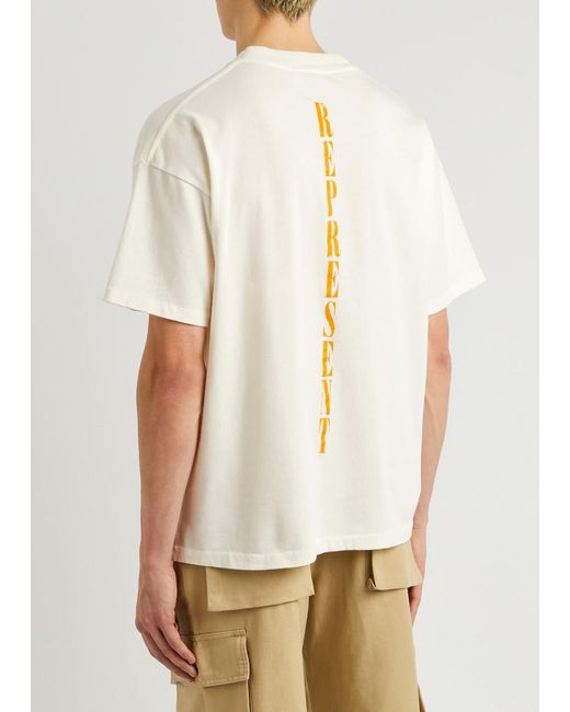 Represent White Reborn Printed Cotton T-shirt for men