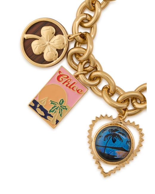 Chloé Metallic The Chloé Postcards Charm Chain Bracelet