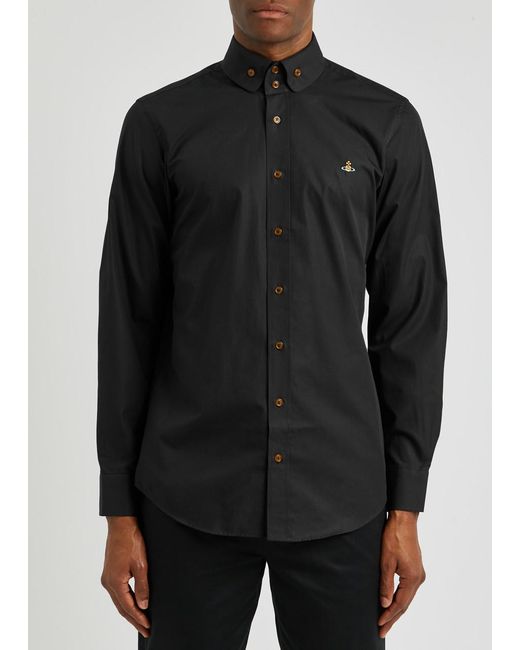 Vivienne Westwood Black Krall Logo-embroidered Cotton Shirt for men