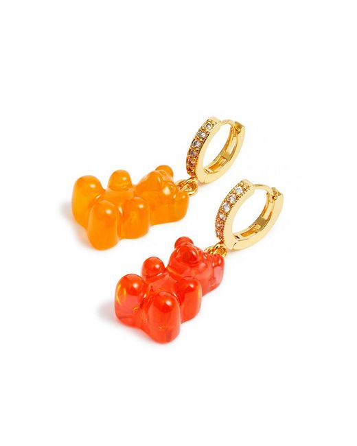 Crystal Haze Jewelry Orange Nostalgia Bear 18kt Gold-plated Hoop Earrings