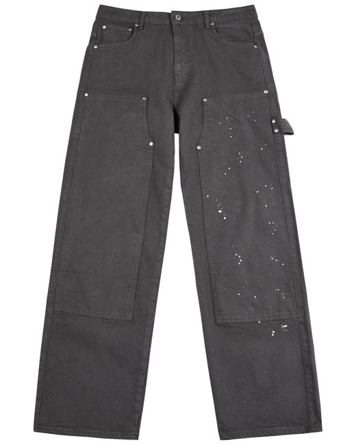 Represent Gray Carpenter Paint-splattered Straight-leg Jeans for men