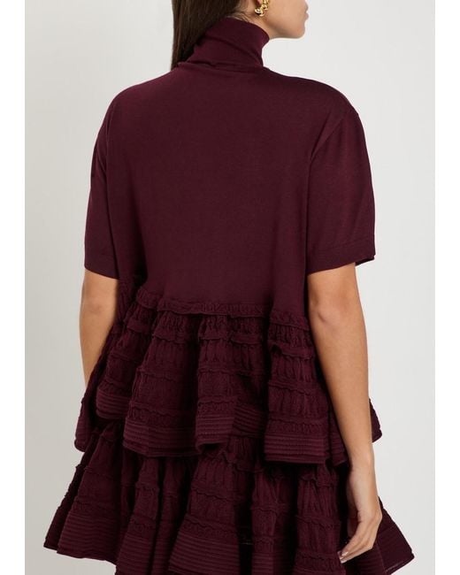 Alaïa Purple Peplum Wool Top