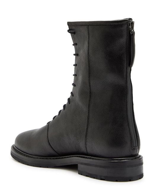 LEGRES Black Grained Leather Ankle Boots