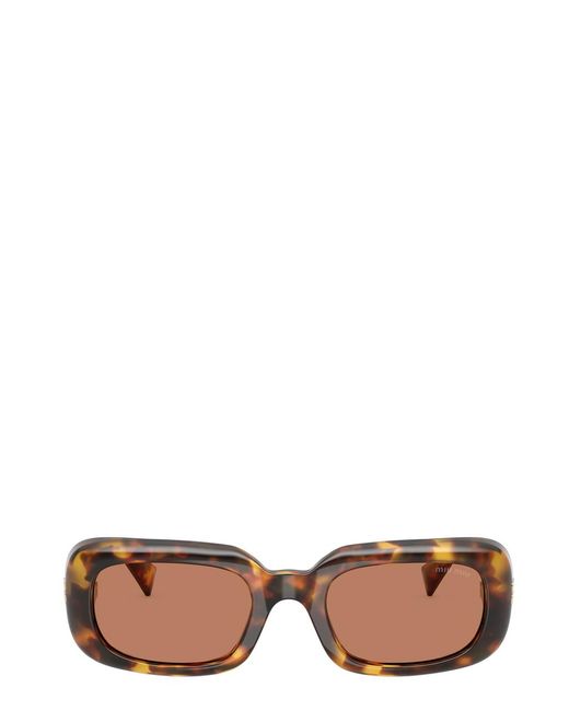 Miu Miu Brown Rectangle-Frame Sunglasses
