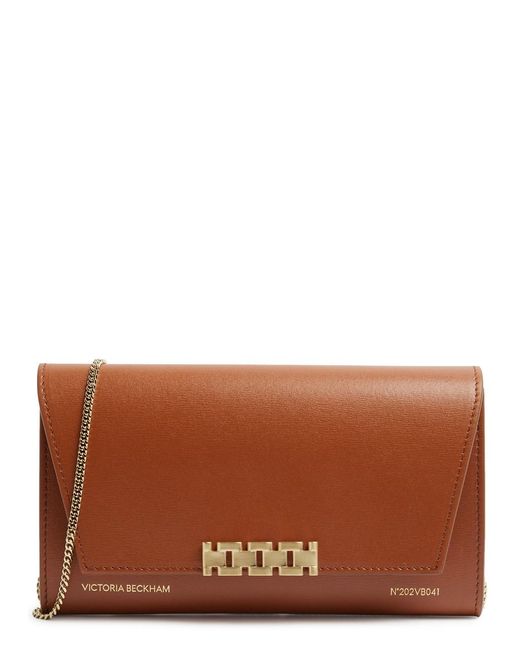 Victoria Beckham Brown Chain Leather Clutch