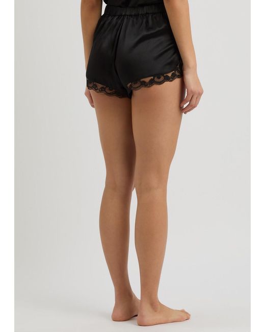 Simone Perele Black Love Me Lace-Trim Silk-Satin Pyjama Shorts