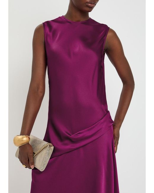 Stella McCartney Purple Draped Satin-Crepe Gown