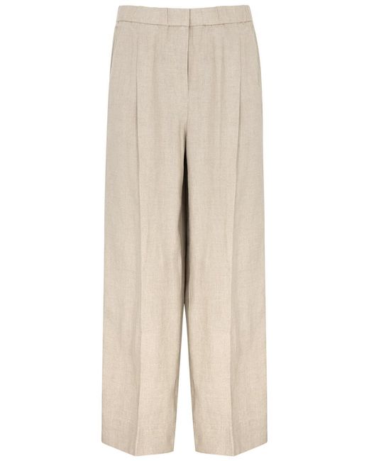 Eileen Fisher Natural Wide-Leg Linen Trousers