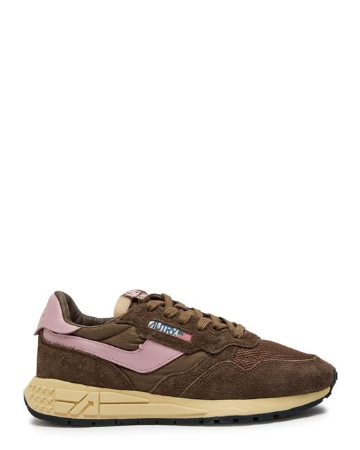 Autry Reelwind Low Panelled Brushed Suede Sneakers in Brown | Lyst UK