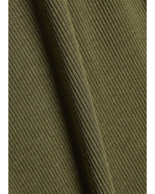 Rag & Bone Green Ribbed Stretch-Cotton T-Shirt