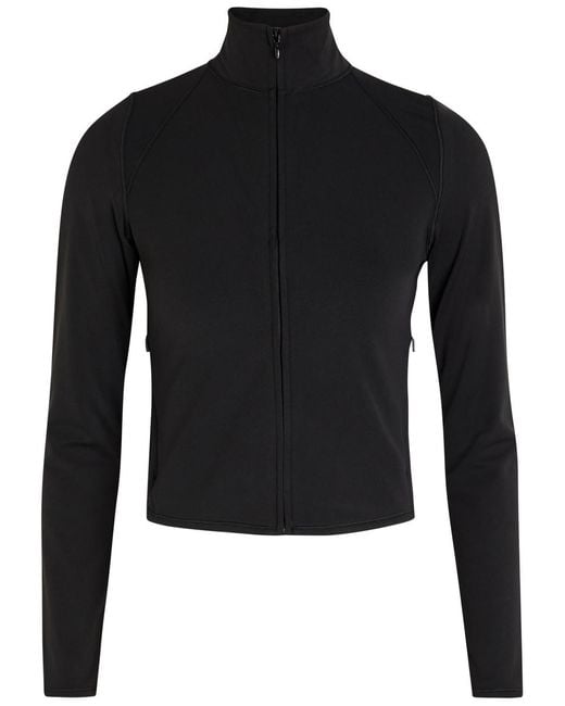 vuori Black All The Feels Zip Up Stretch-Jersey Top
