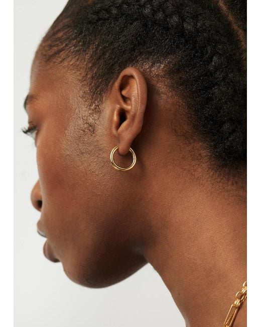 Missoma Metallic Tunnel Medium 18Kt-Plated Hoop Earrings