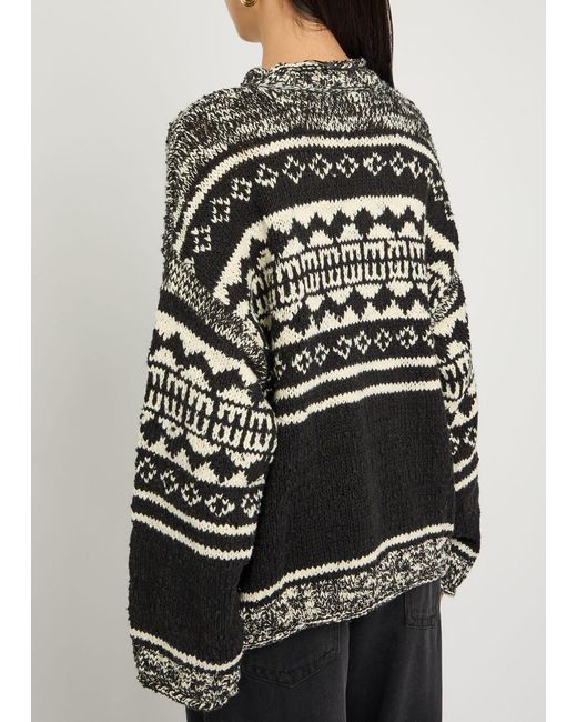 Free People Black Dani Patterned Cotton-Blend Jumper