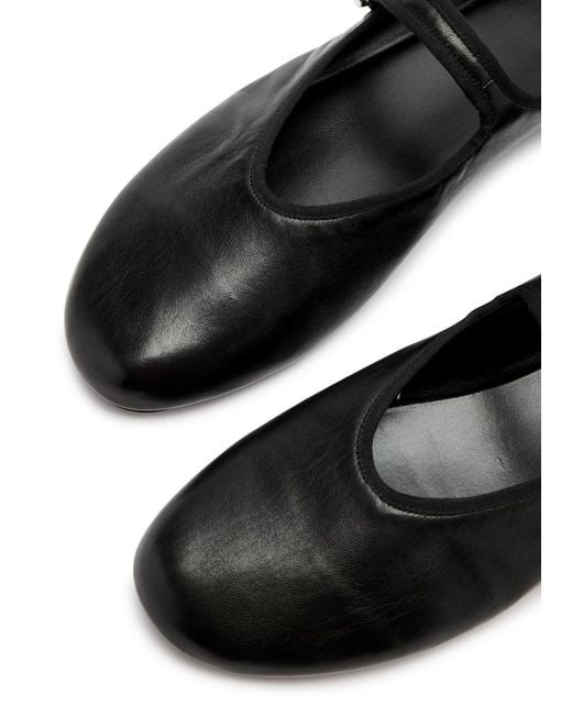 The Row Black Boheme Leather Mary Jane Flats