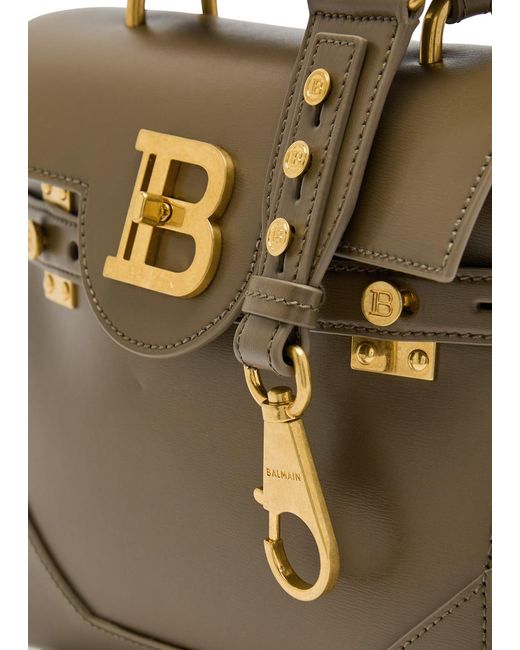Balmain Brown B-Buzz 23 Leather Top Handle Bag