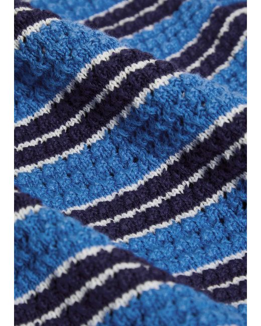 Ganni Blue Striped Cotton-Knit Top