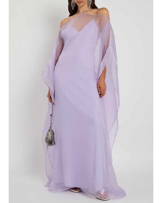 ‎Taller Marmo Purple Sza Sza Kaftan Spirito Chiffon And Tulle Maxi Kaftan Dress
