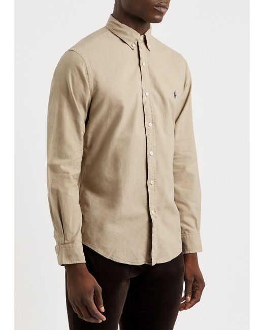 Polo Ralph Lauren Natural Logo-Embroidered Cotton Oxford Shirt for men