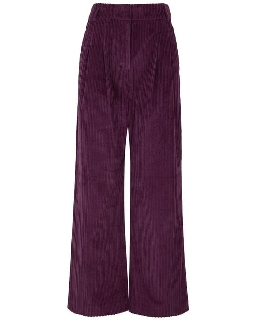 Farm Rio Purple Wide Leg Corduroy Trousers, Dress, Side Slip Pockets