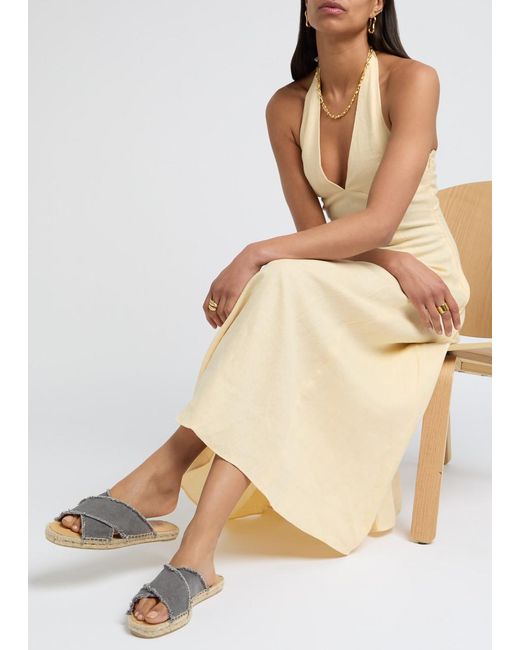 Castaner Gray Palmera Distressed Canvas Espadrille Sliders